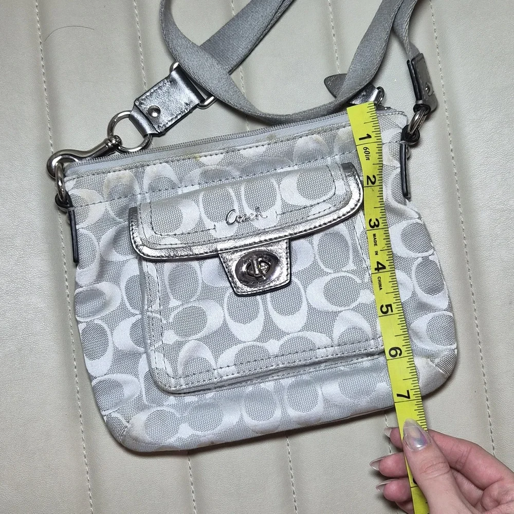 Y2K Coach Silver Signature Crossbody Bag - Silver/Gray